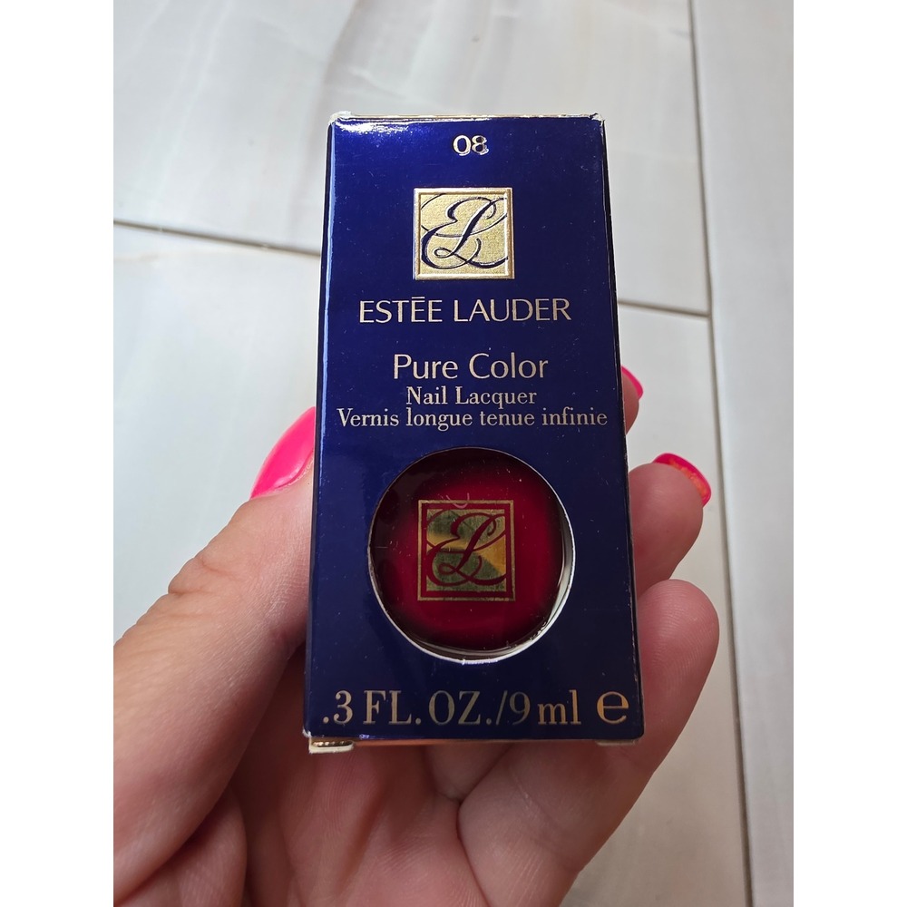 Estee Lauder Pure Color Nail Lacquer 08 Red‎ Cherry 0.3oz 9ml New F1